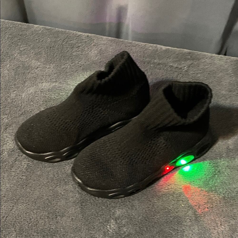 Black Knit Sock Sneakers for Baby & Walker light up shoes NWOT